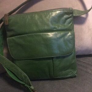HOBO Green Leather Crossbody Bag with Adjustable Strap